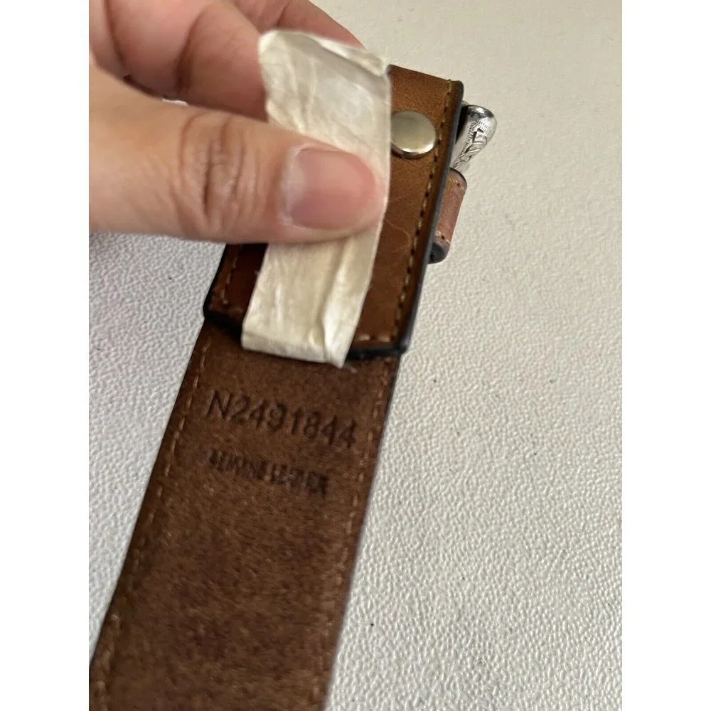 Nocona Belt Western Brown Leather Men Size 40 Embellished Basket Weave